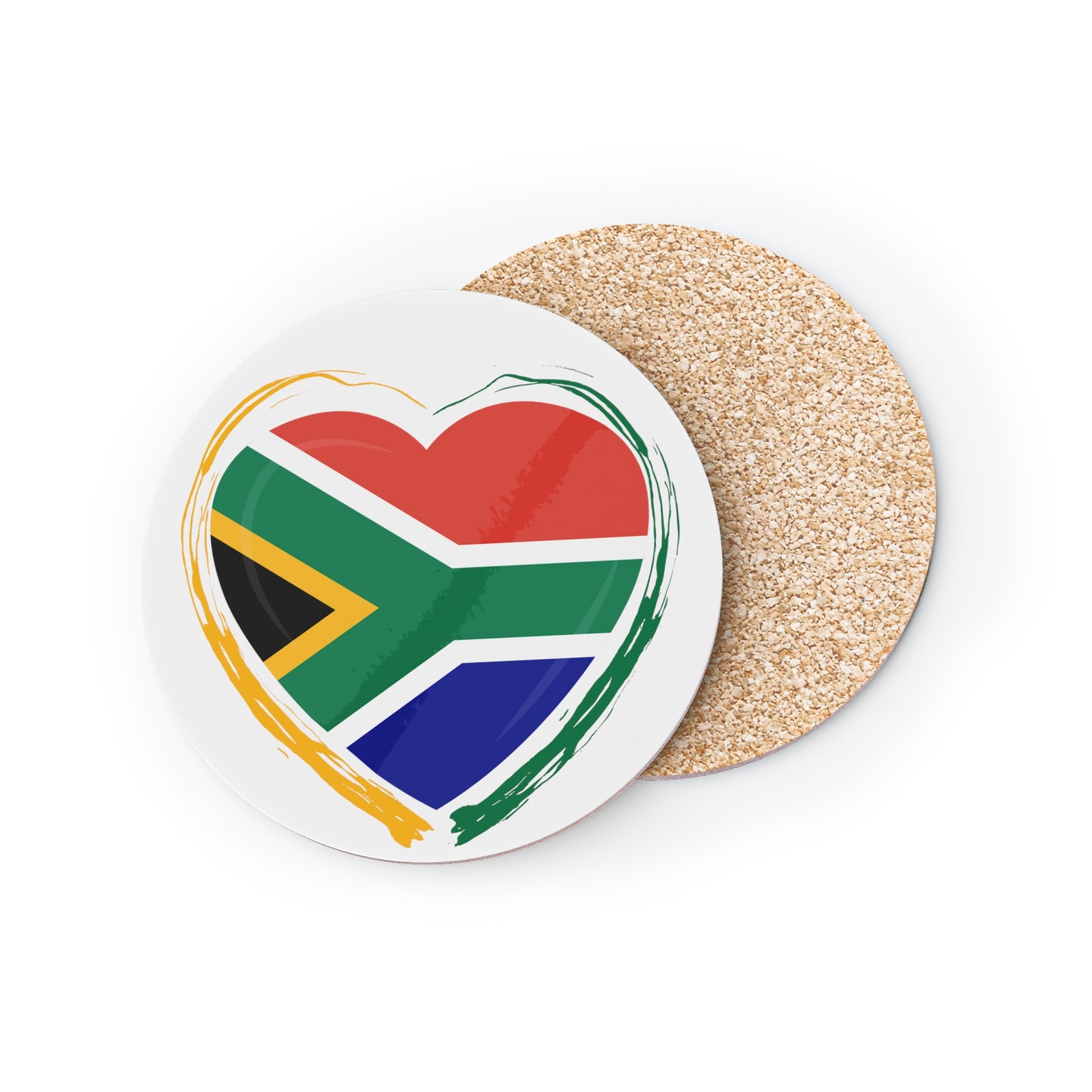 Coasters South Africa Flag Heart (in round or square shape)