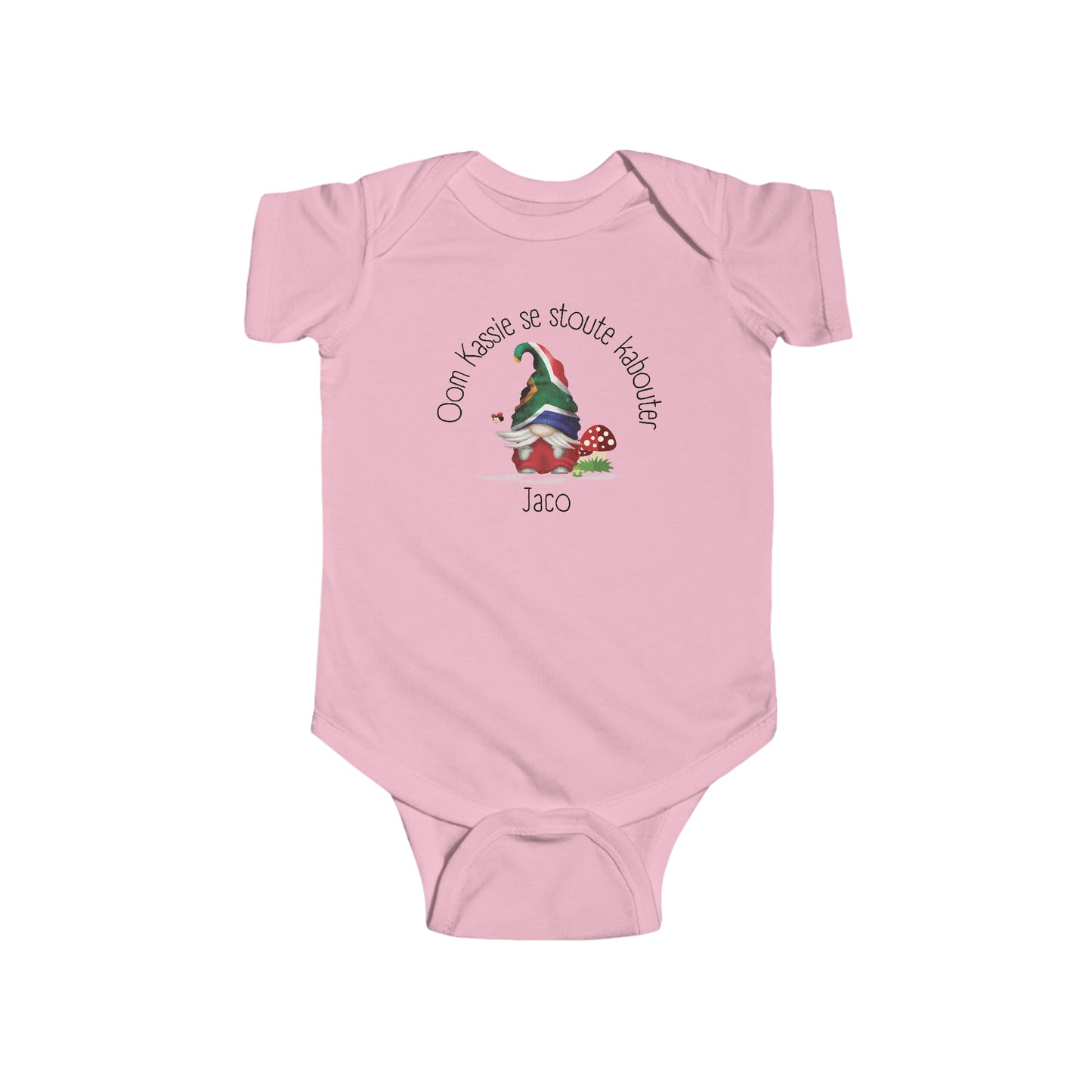 AFRIKAANS BABY BODYSUIT, short sleeve one piece babygrow, Gnome baby grow, South Africa baby, Afrikaans new mom gift, Afrikaans baby shower