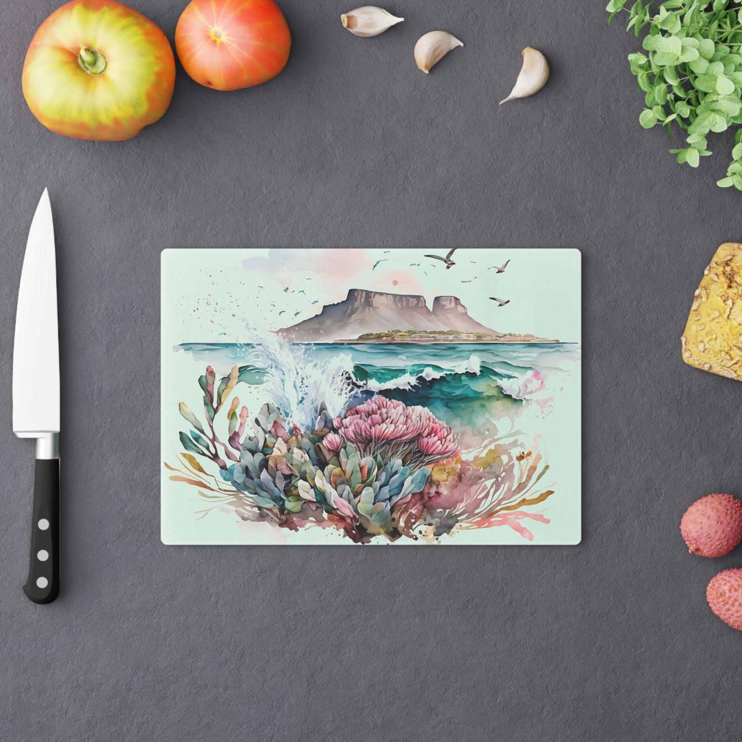 Cutting Board, Cape Town, table mountain, glass cutting board