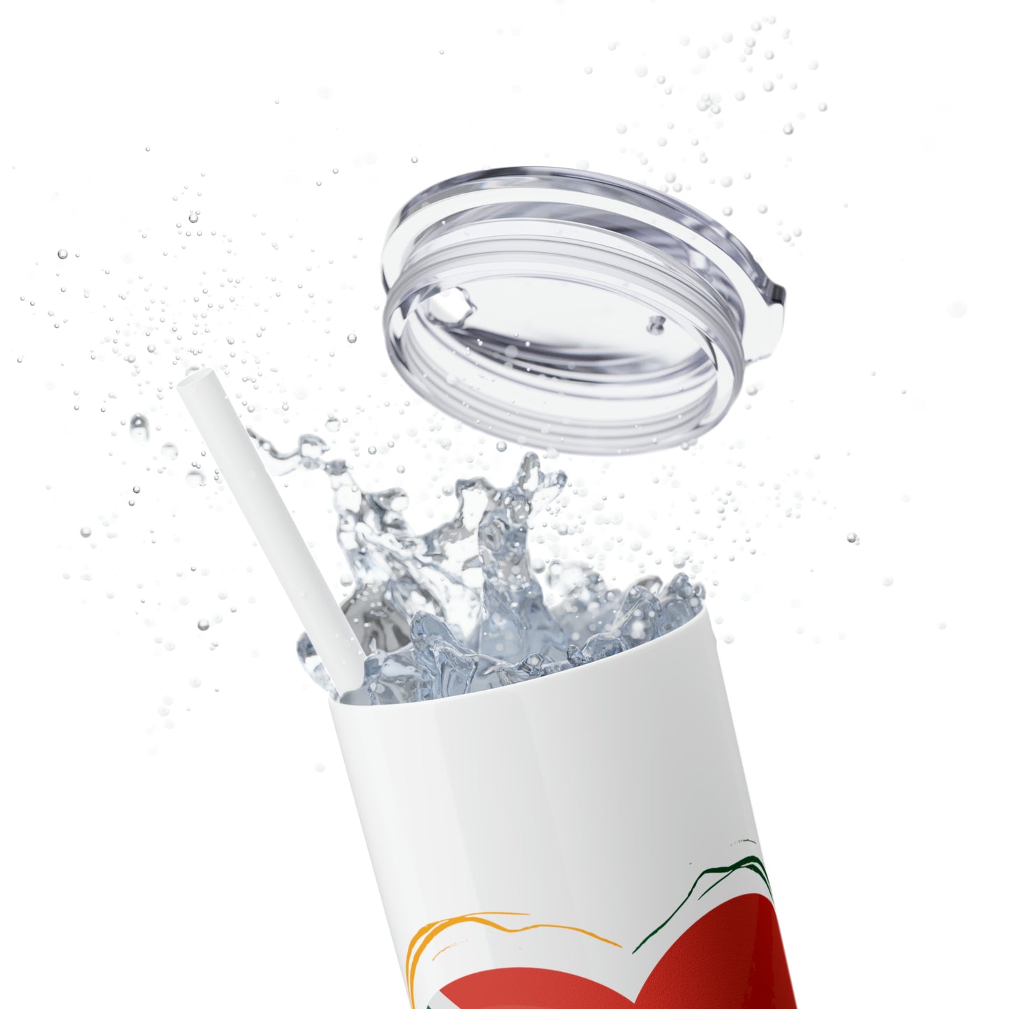 SOUTH AFRICA FLAG Heart Skinny Tumbler with Straw, Gift for South African, South Africa Travel mug