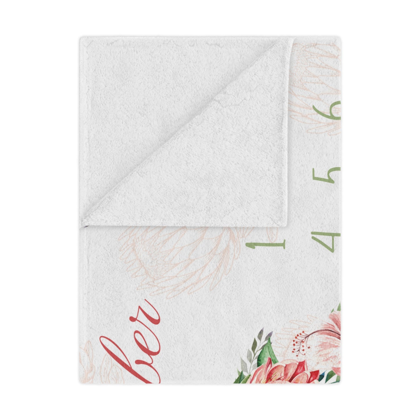 PERSONALIZED BABY MILESTONE Girl Blanket, Pink Flower Month Custom name blanket