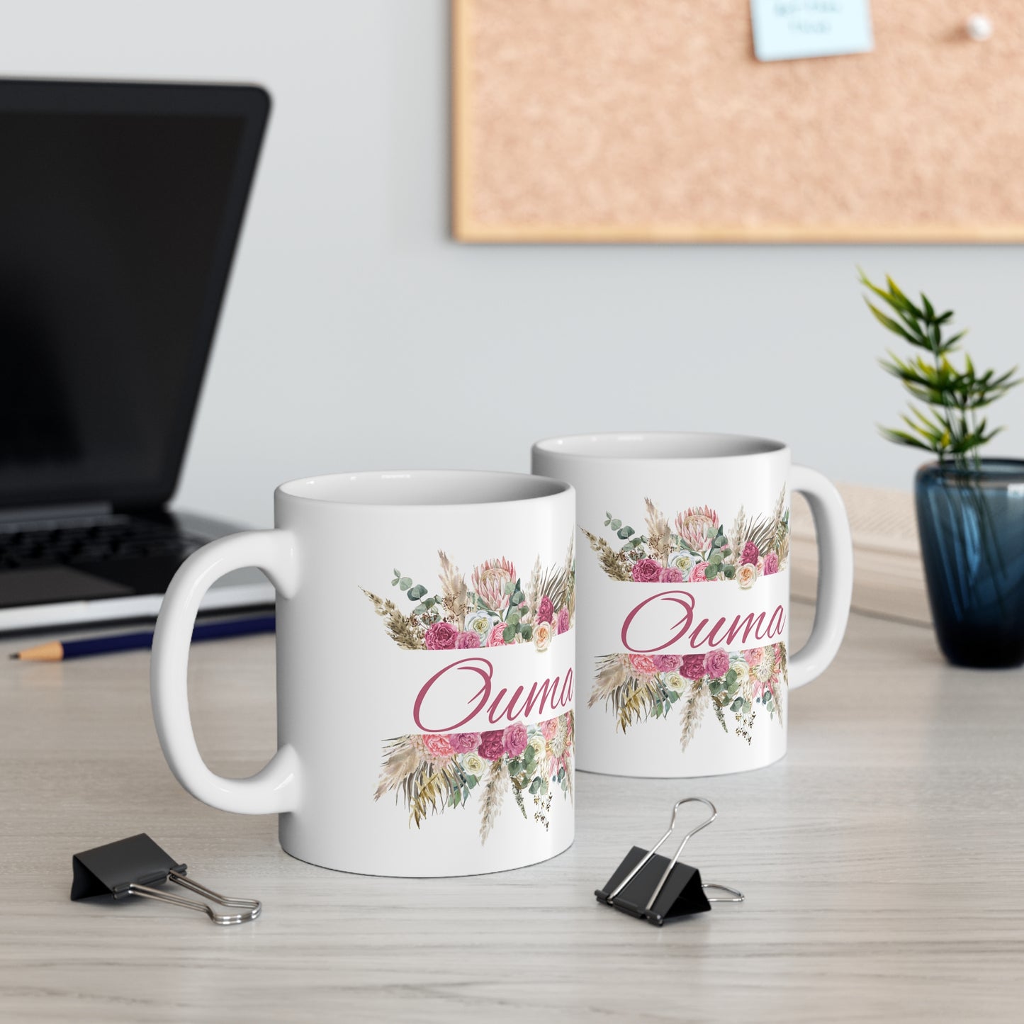 OUMA PROTEA FLOWER mug, suikerbos mug for Ouma, South Africa sugarbush mug, saffa ouma gift, Suid Afrika Afrikaans mug, south african gift