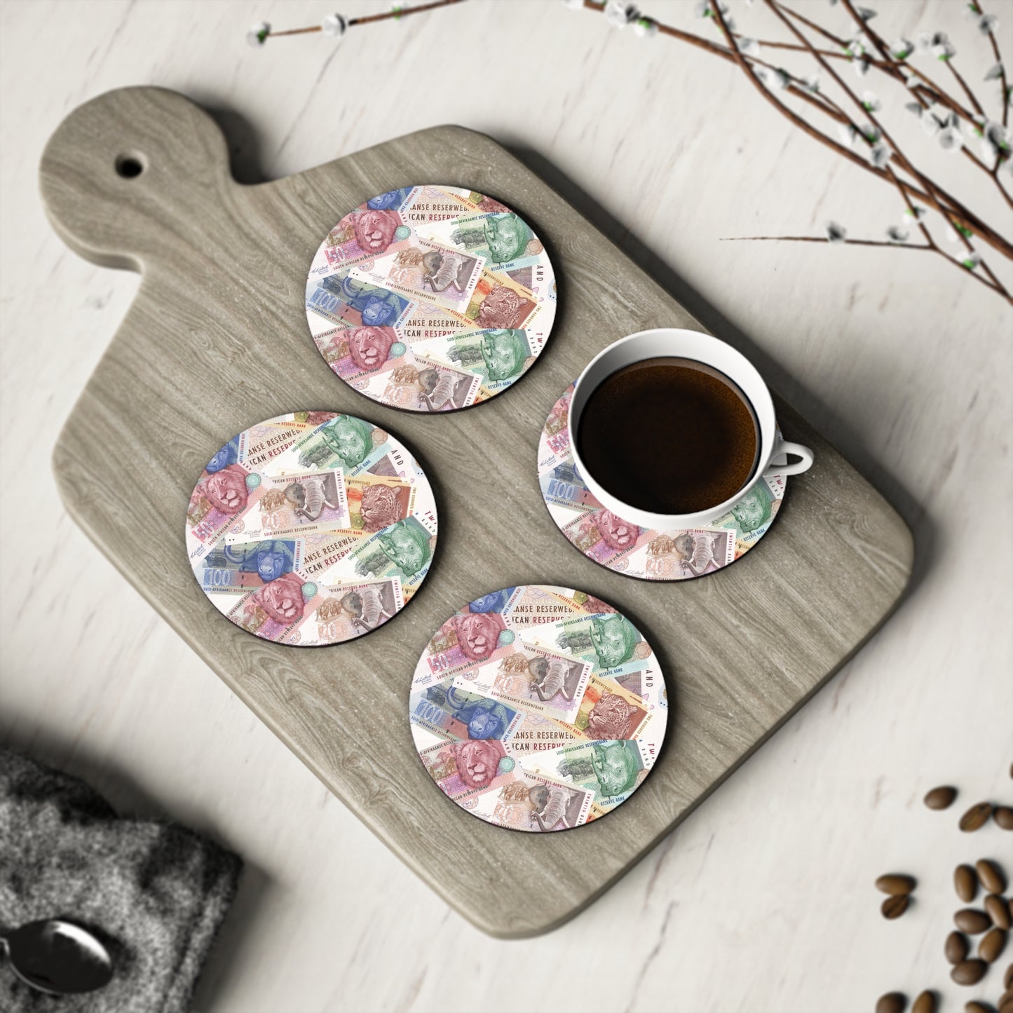 Coasters SA money (round or square shape)