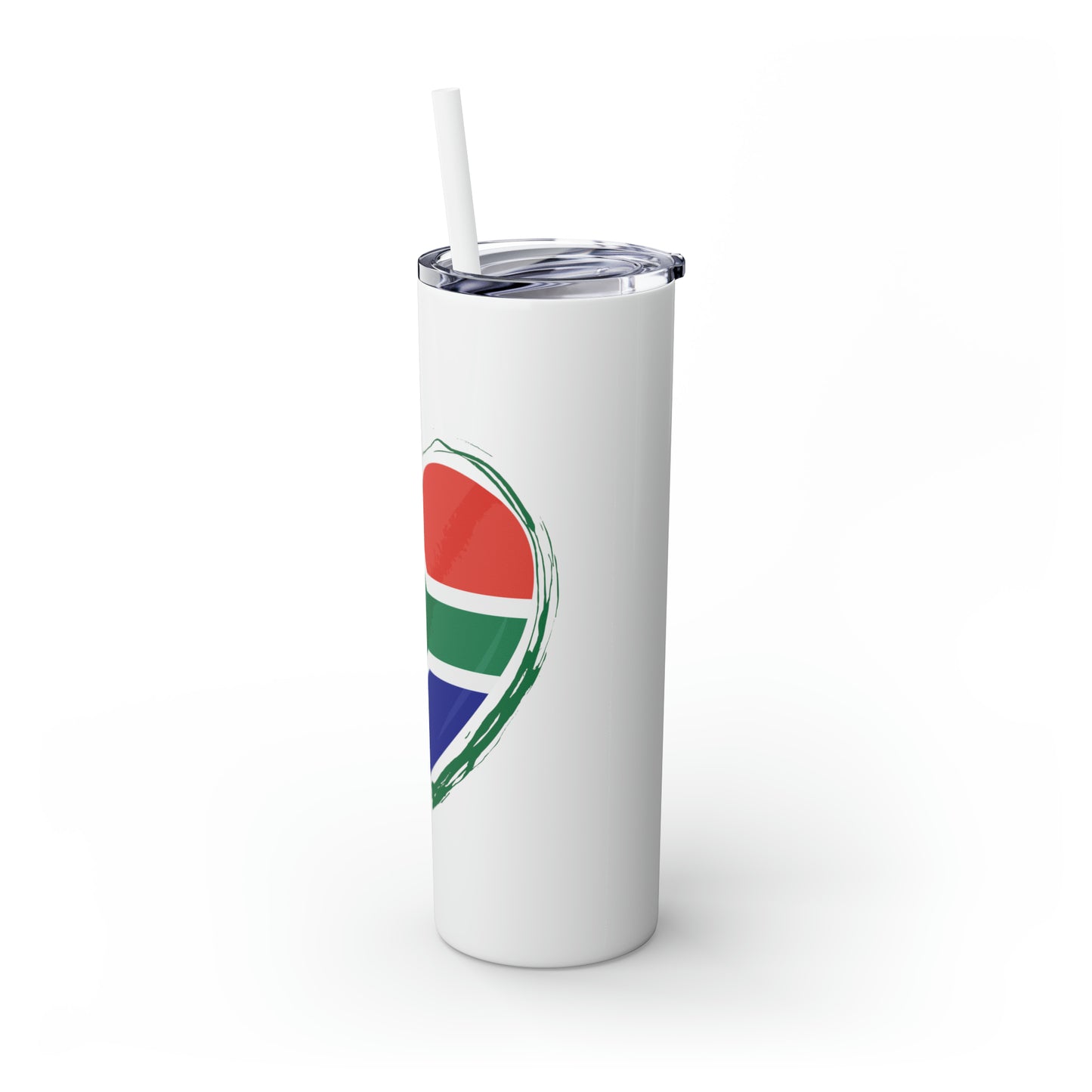 SOUTH AFRICA FLAG Heart Skinny Tumbler with Straw, Gift for South African, South Africa Travel mug