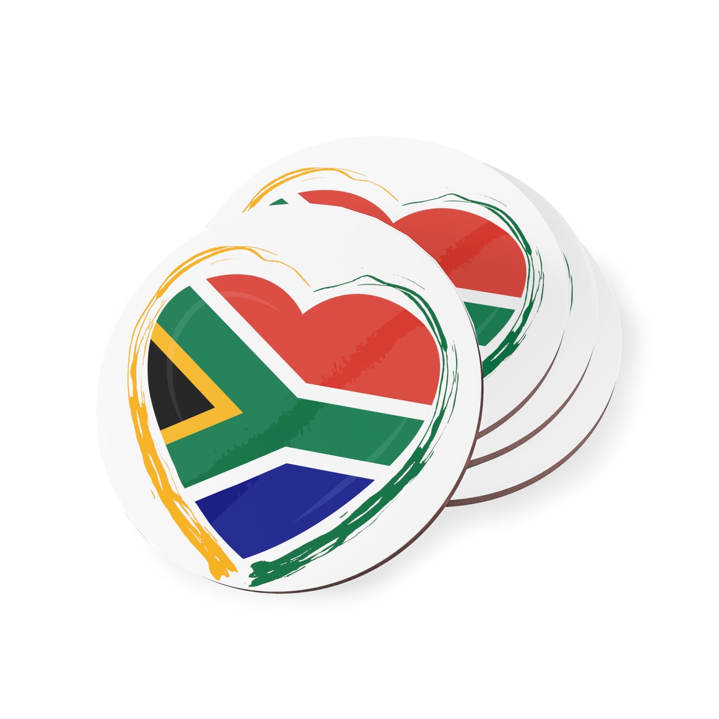 Coasters South Africa Flag Heart (in round or square shape)
