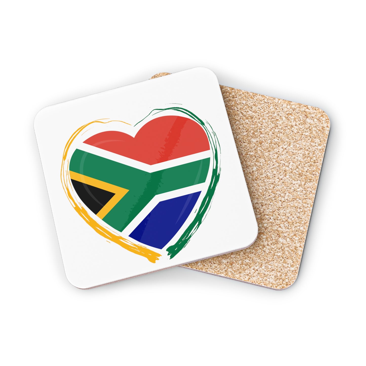 Coasters South Africa Flag Heart (in round or square shape)