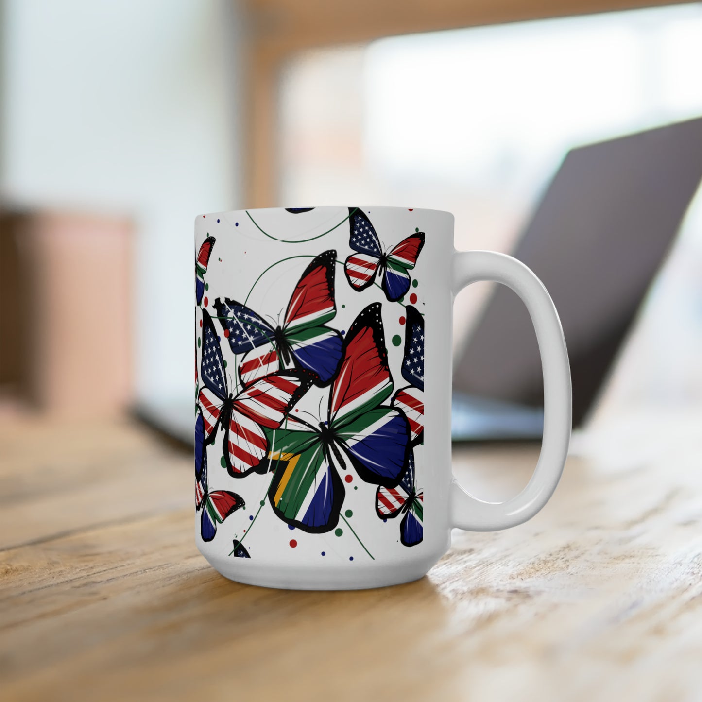 South Africa coffee mug, South Africa flag gift for south african, half south african half american gift