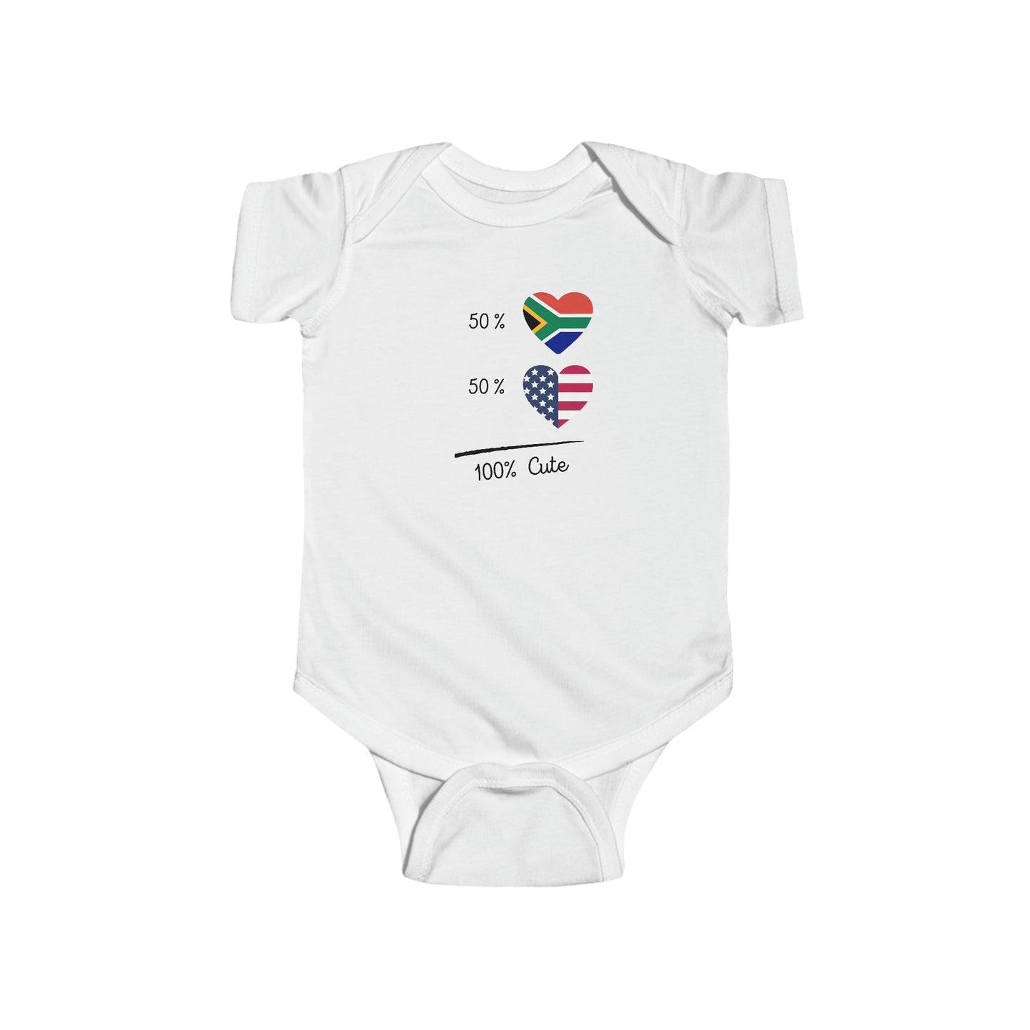 South African Baby short sleeve one-piece bodysuit, 1/2 American 1/2 South African shirt, half American half South African infant baby grow