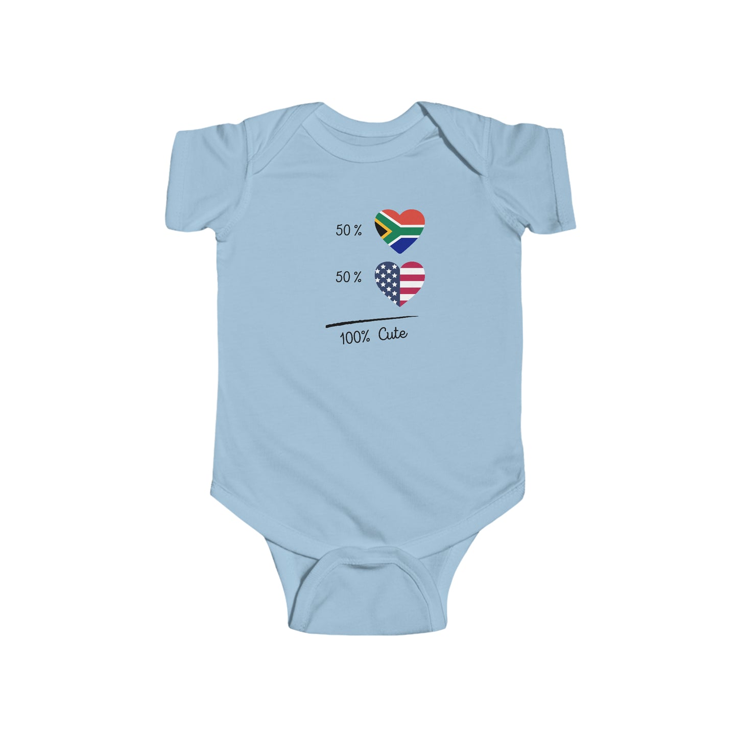 South African Baby short sleeve one-piece bodysuit, 1/2 American 1/2 South African shirt, half American half South African infant baby grow