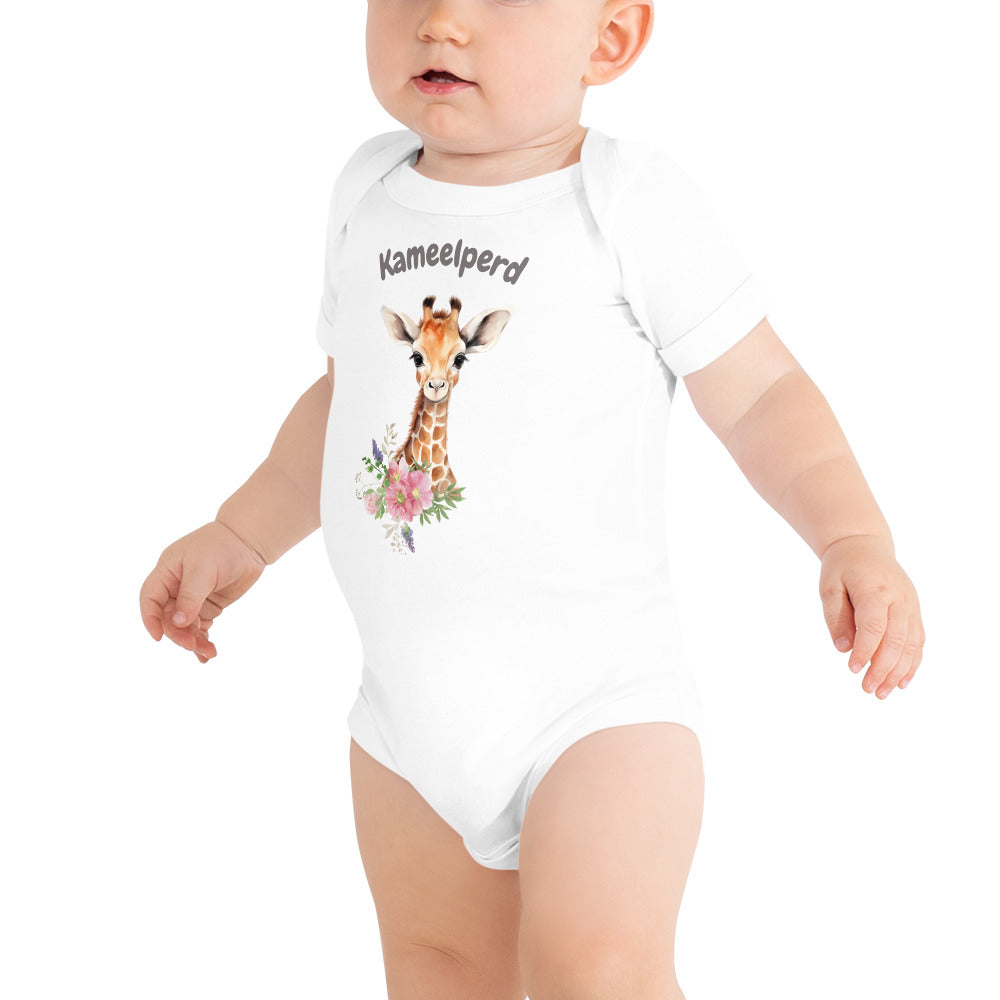 AFRIKAANS BABY Kameelperd one-piece bodysuit, Giraffe babygrow, South Africa baby, Afrikaans new mom gift, Afrikaans baby shower, SAFFA baby
