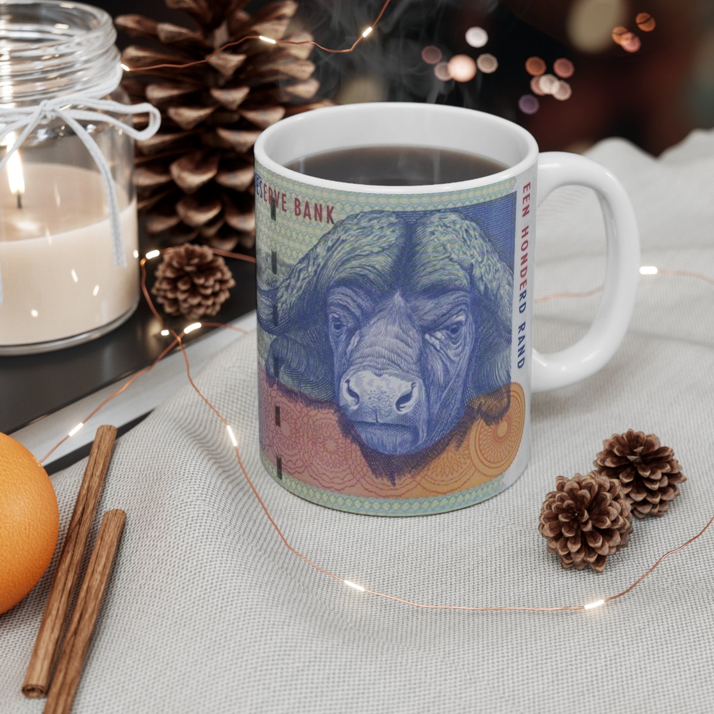 SOUTH AFRICA MONEY Mug, South Africa gift, south african Cape Buffalo mug, gift for south african, south africa house warming gift,