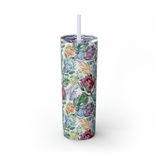 Skinny Tumbler with Straw, 20oz Protea