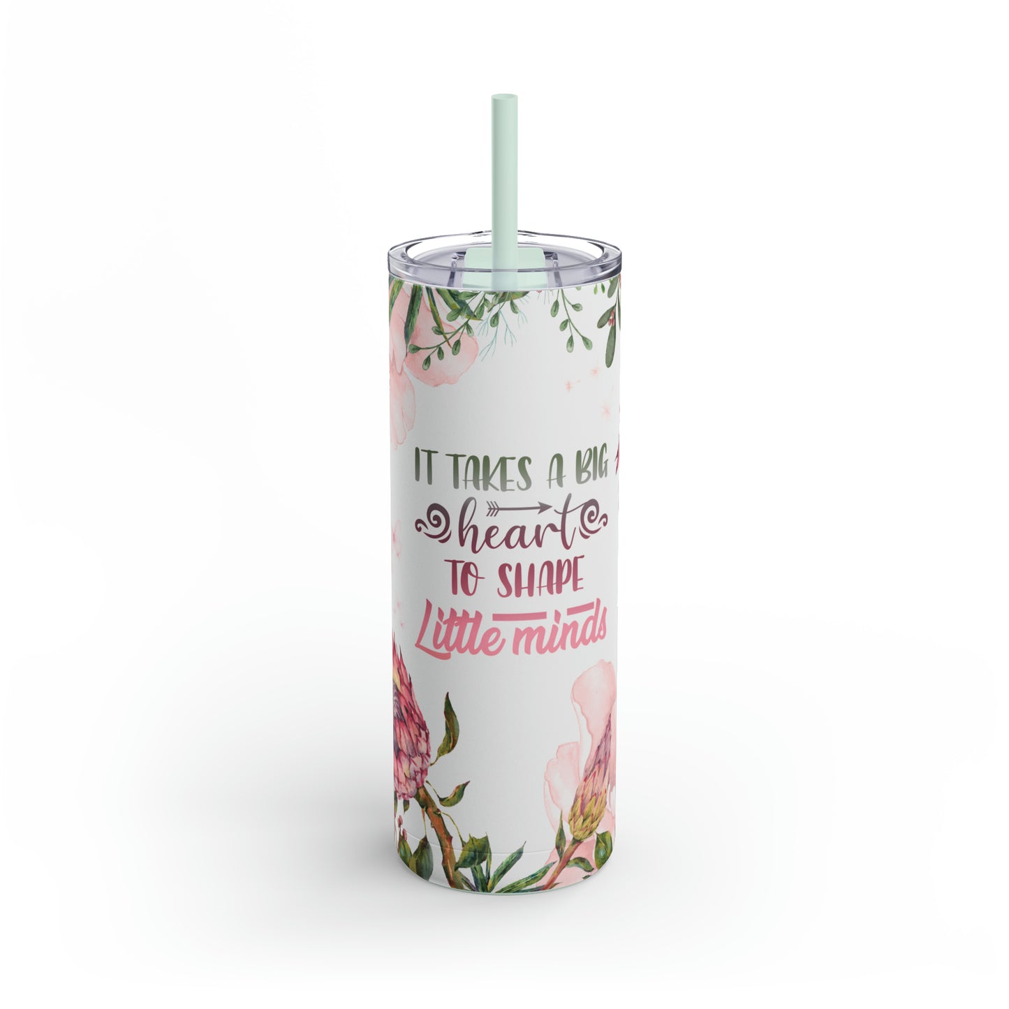 PROTEA PINK FLOWER Skinny Tumbler teacher gift, Pink floral skinny tumbler for babysitter, flower skinny tumbler for mom