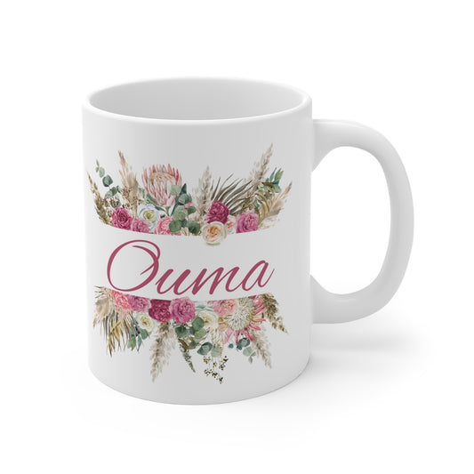 OUMA PROTEA FLOWER mug, suikerbos mug for Ouma, South Africa sugarbush mug, saffa ouma gift, Suid Afrika Afrikaans mug, south african gift