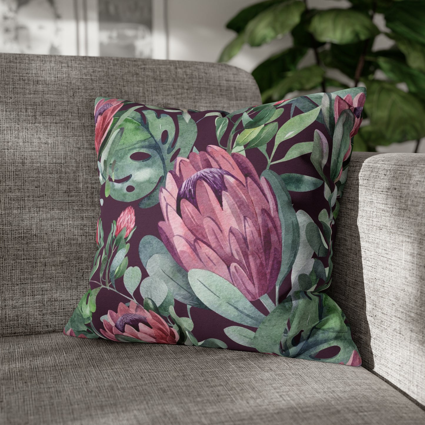 PINK PROTEA South Africa throw pillow cover