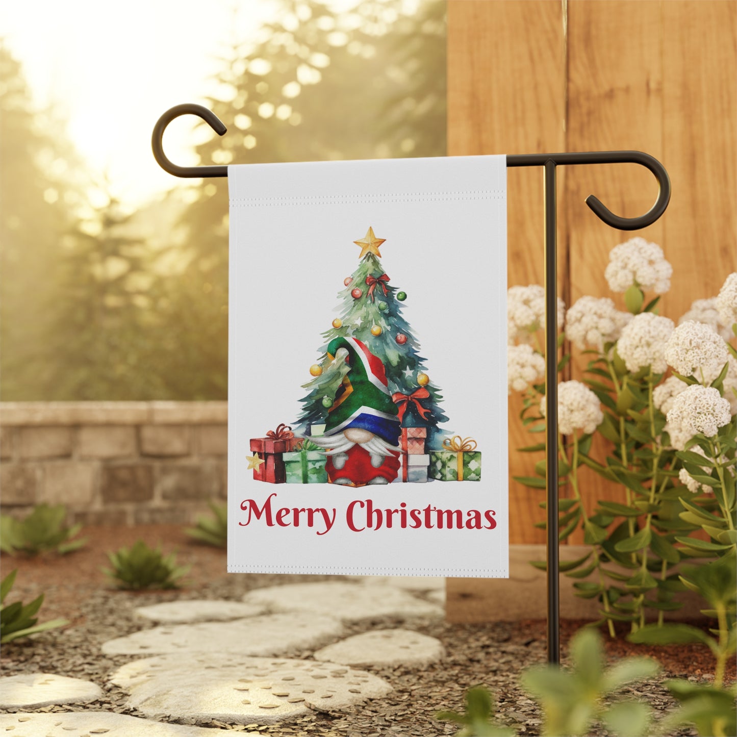 Garden & House Banner, flag, South Africa, Christmas tree, gnome