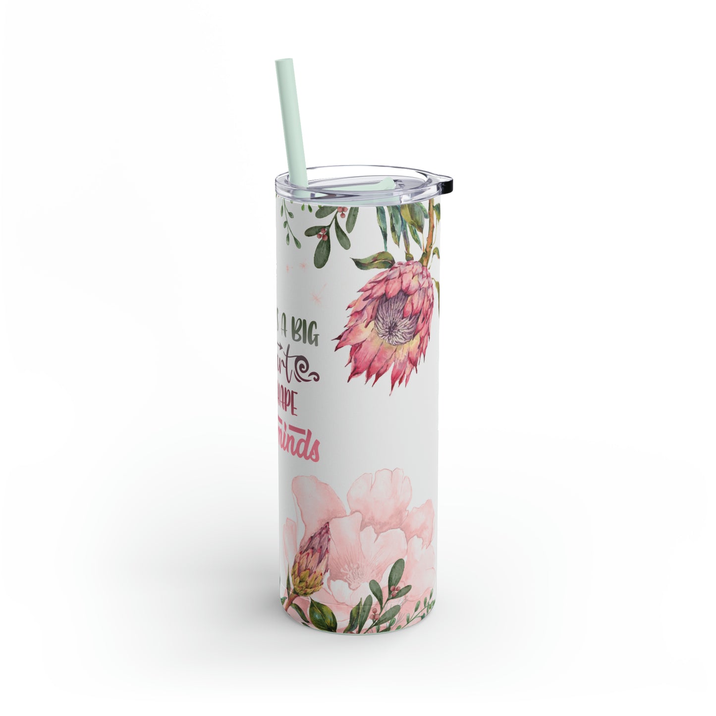 PROTEA PINK FLOWER Skinny Tumbler teacher gift, Pink floral skinny tumbler for babysitter, flower skinny tumbler for mom