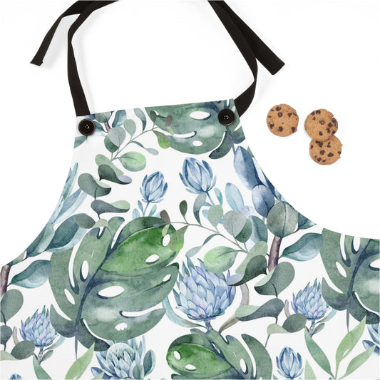 BLUE PROTEA FLOWER Apron, South African apron for ouma, Suid Afrika voorskoot, Botanical apron gift for mom, Hostess gift, Housewarming