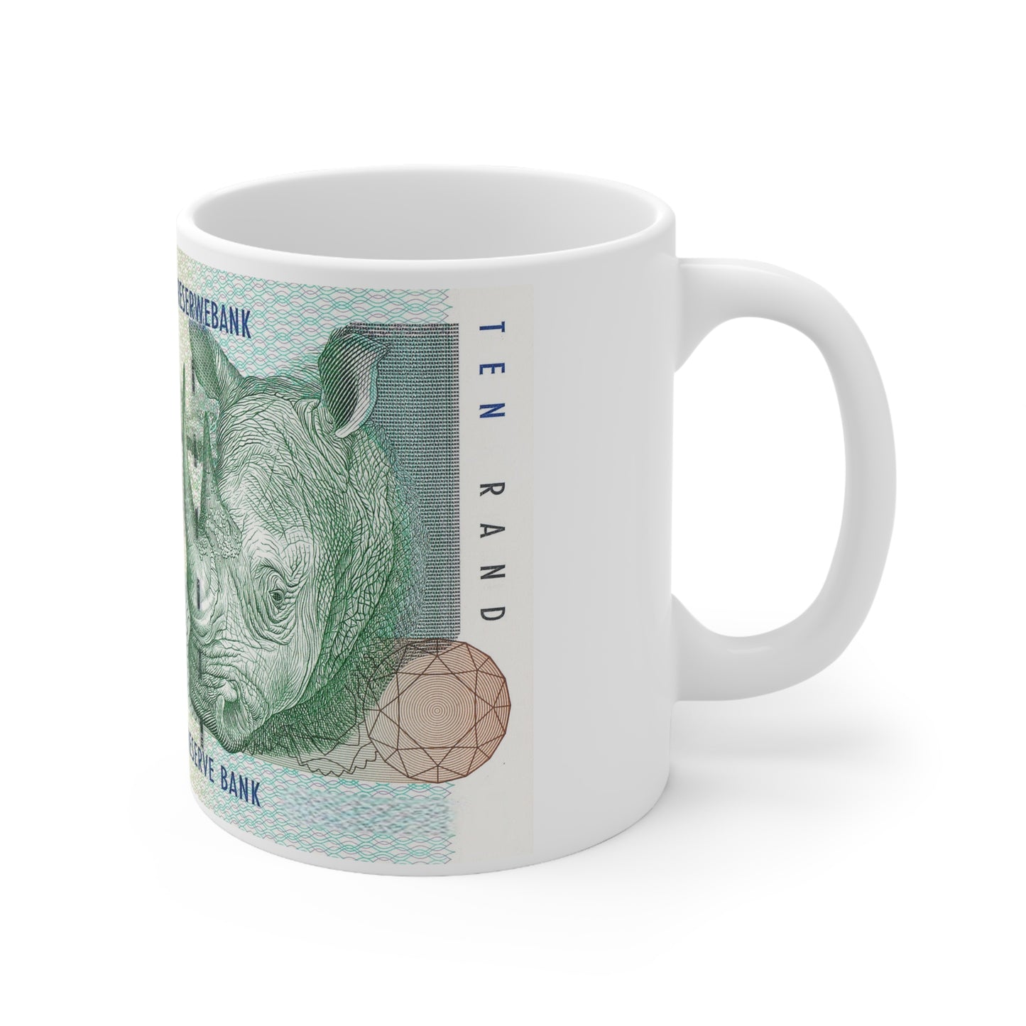 SOUTH AFRICA MONEY Mug, South Africa gift, south african Rhino mug, gift for south african, south africa house warming gift, Rhinoceros mug