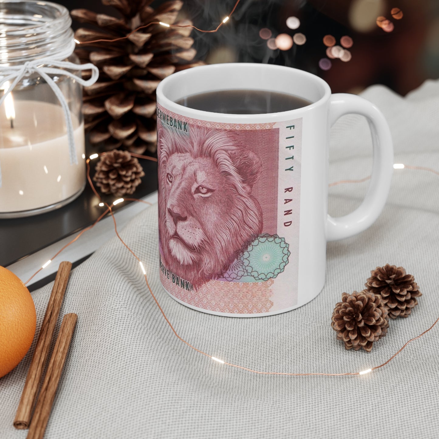 SOUTH AFRICA MONEY Mug, South Africa gift, south african Lion mug, gift for south african, south africa house warming gift, African Lion Mug