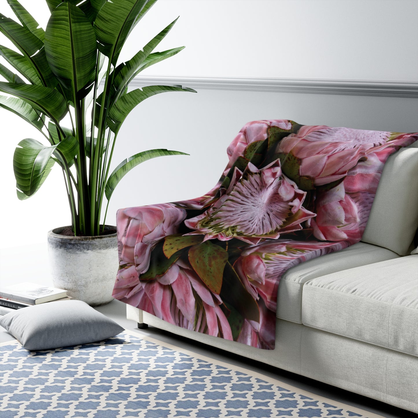 FLORAL PROTEA Cozy Sherpa Fleece Blanket