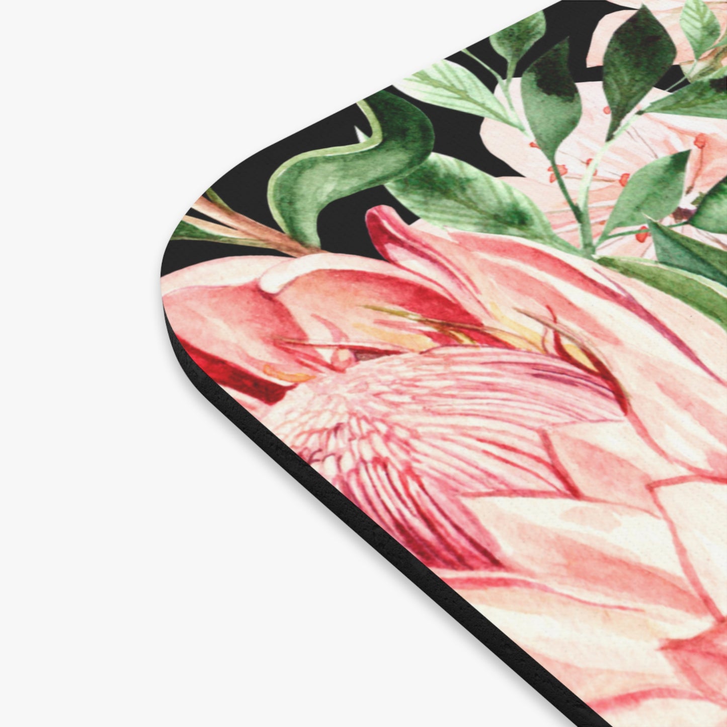 Botanical Art Nouveau Mouse pad, Protea pink and green floral Design mousepad