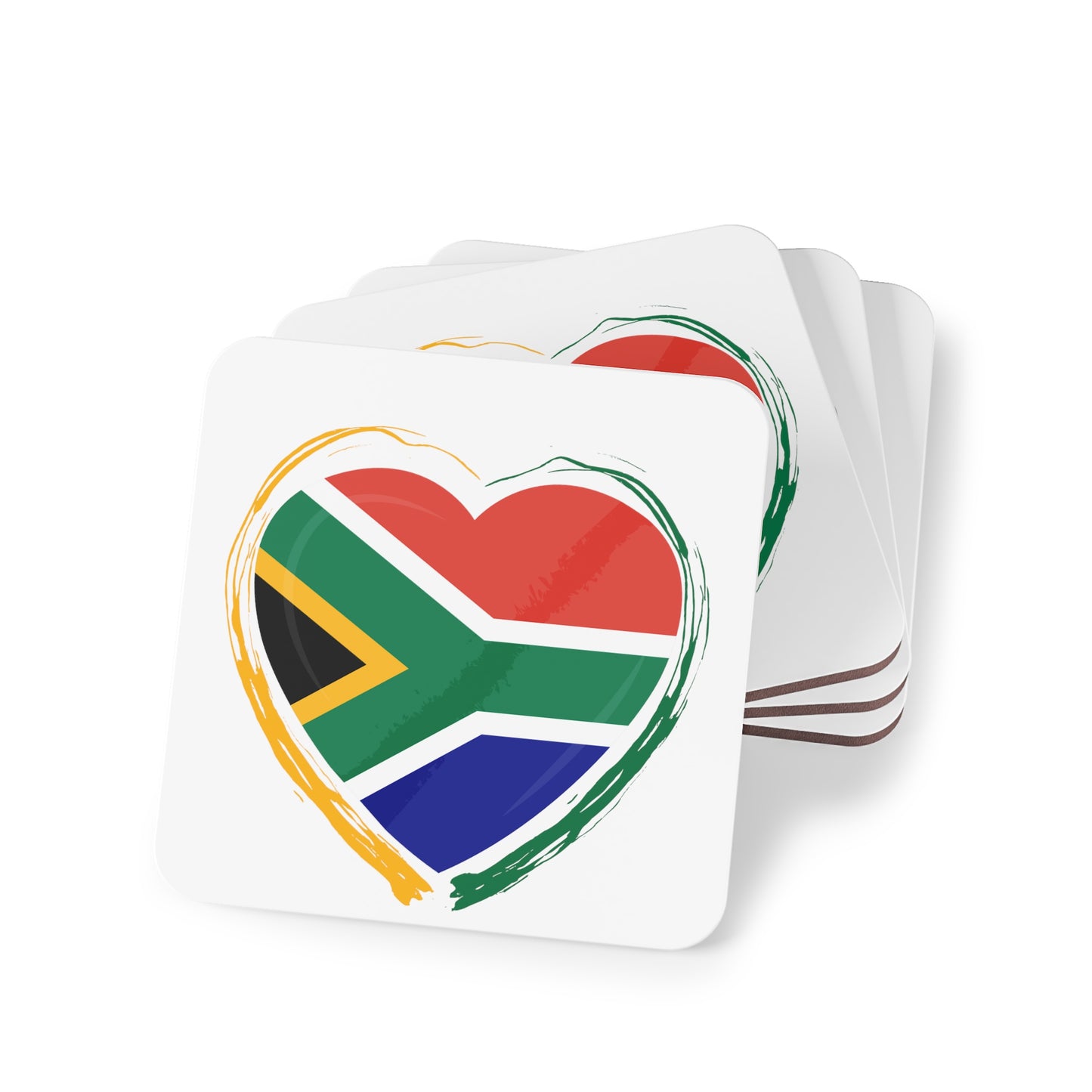 Coasters South Africa Flag Heart (in round or square shape)