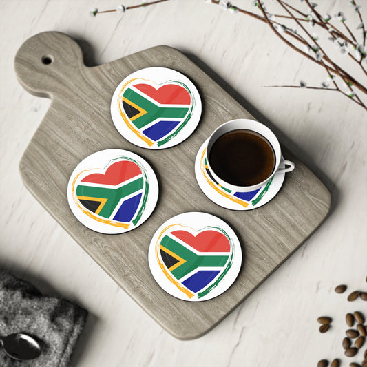 Coasters South Africa Flag Heart (in round or square shape)