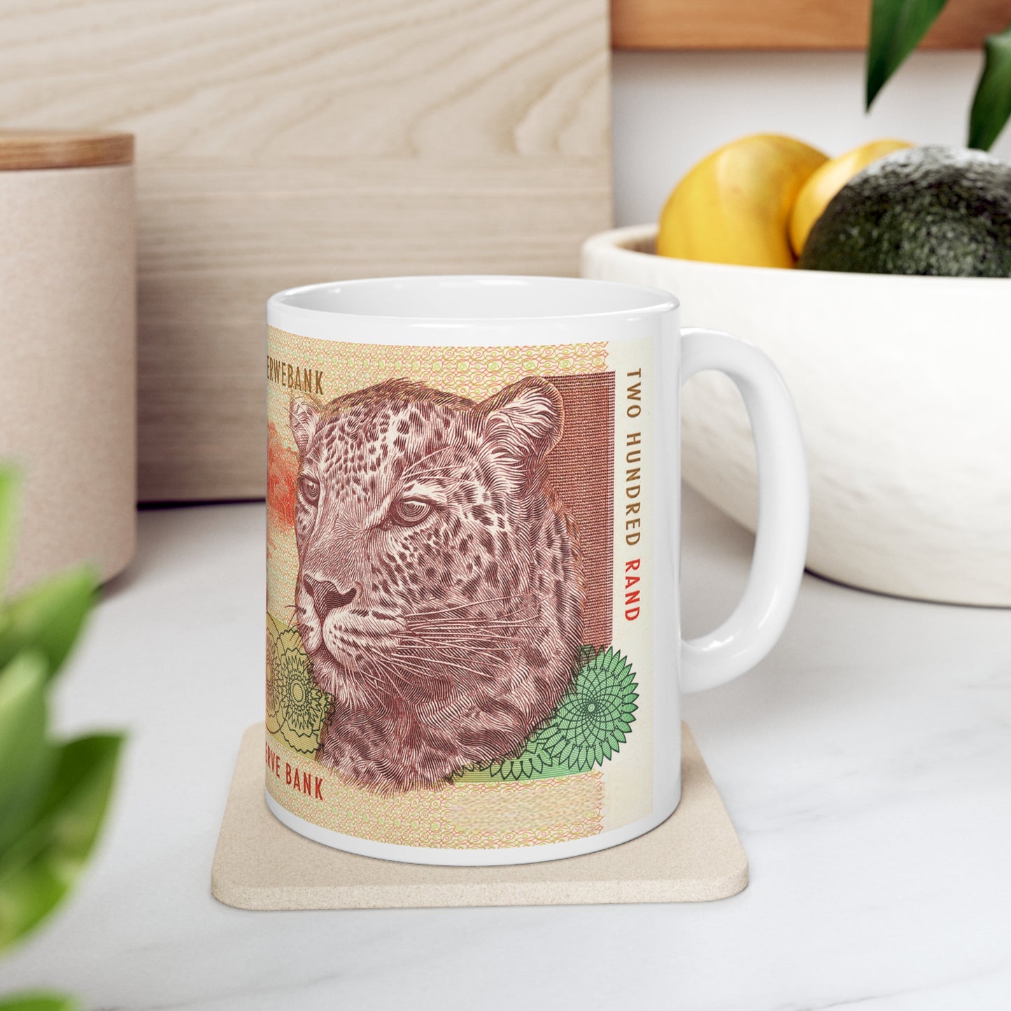 SOUTH AFRICA MONEY Mug, South Africa gift, south african leopard mug, gift for south african, south africa house warming gift