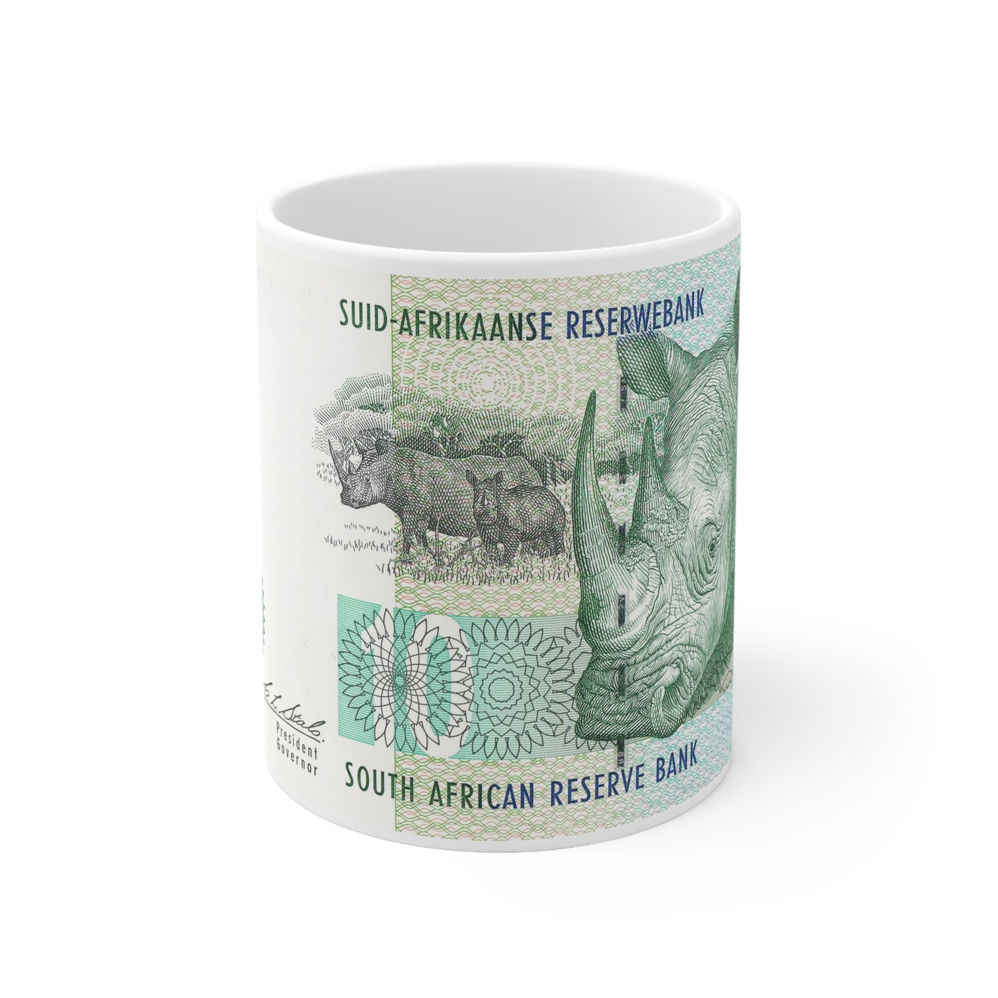 SOUTH AFRICA MONEY Mug, South Africa gift, south african Rhino mug, gift for south african, south africa house warming gift, Rhinoceros mug