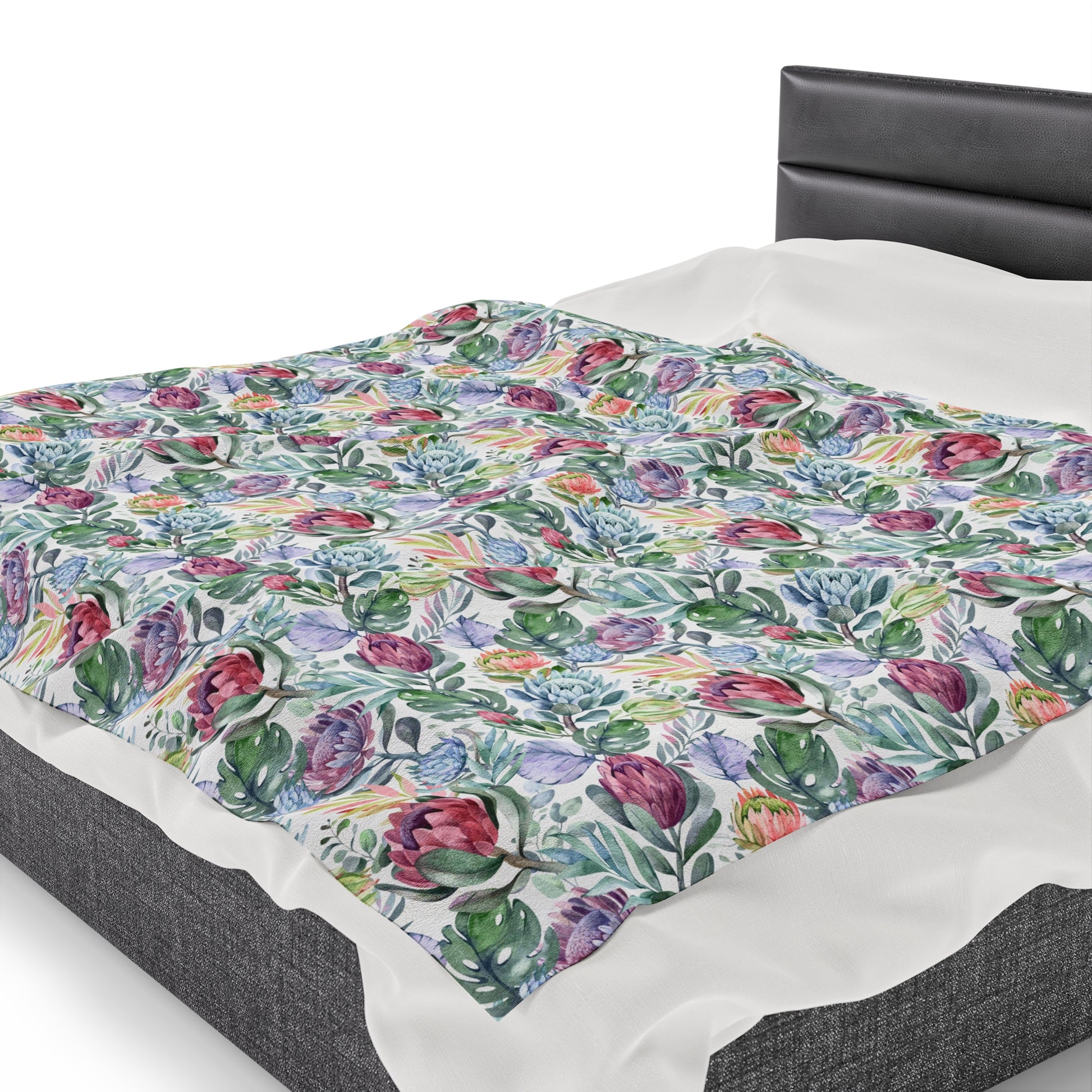 Protea Flower Velveteen Plush Blanket