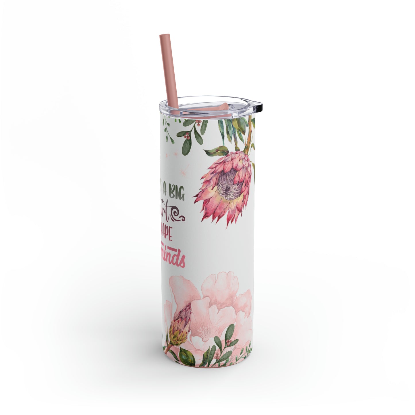 PROTEA PINK FLOWER Skinny Tumbler teacher gift, Pink floral skinny tumbler for babysitter, flower skinny tumbler for mom