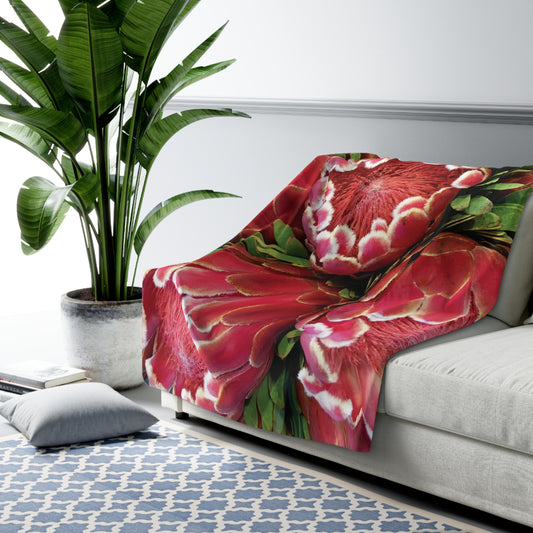 FLORAL PROTEA Cozy Sherpa Fleece Blanket gift for her