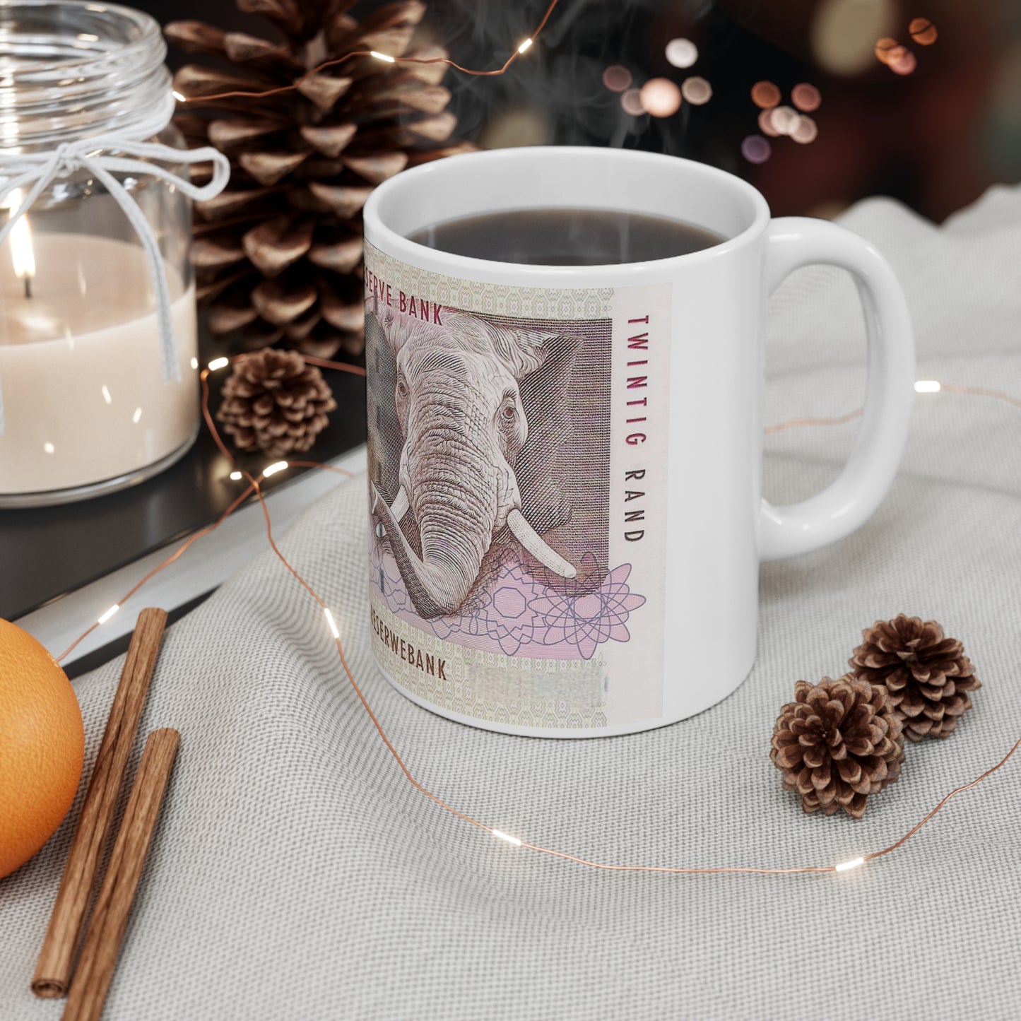 SOUTH AFRICA MONEY Mug, South Africa gift, south african elephant mug, gift for south african, south africa house warming gift