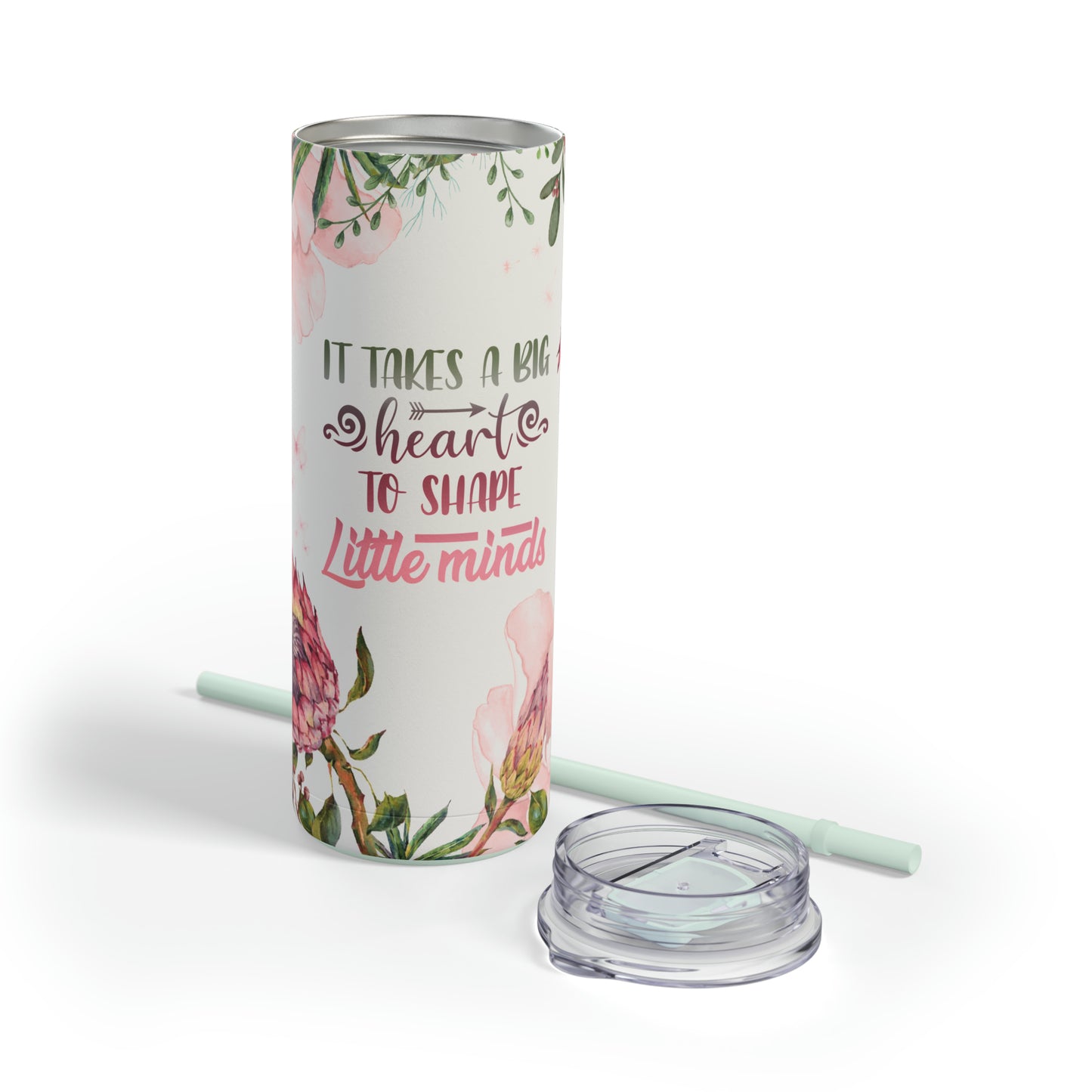 PROTEA PINK FLOWER Skinny Tumbler teacher gift, Pink floral skinny tumbler for babysitter, flower skinny tumbler for mom