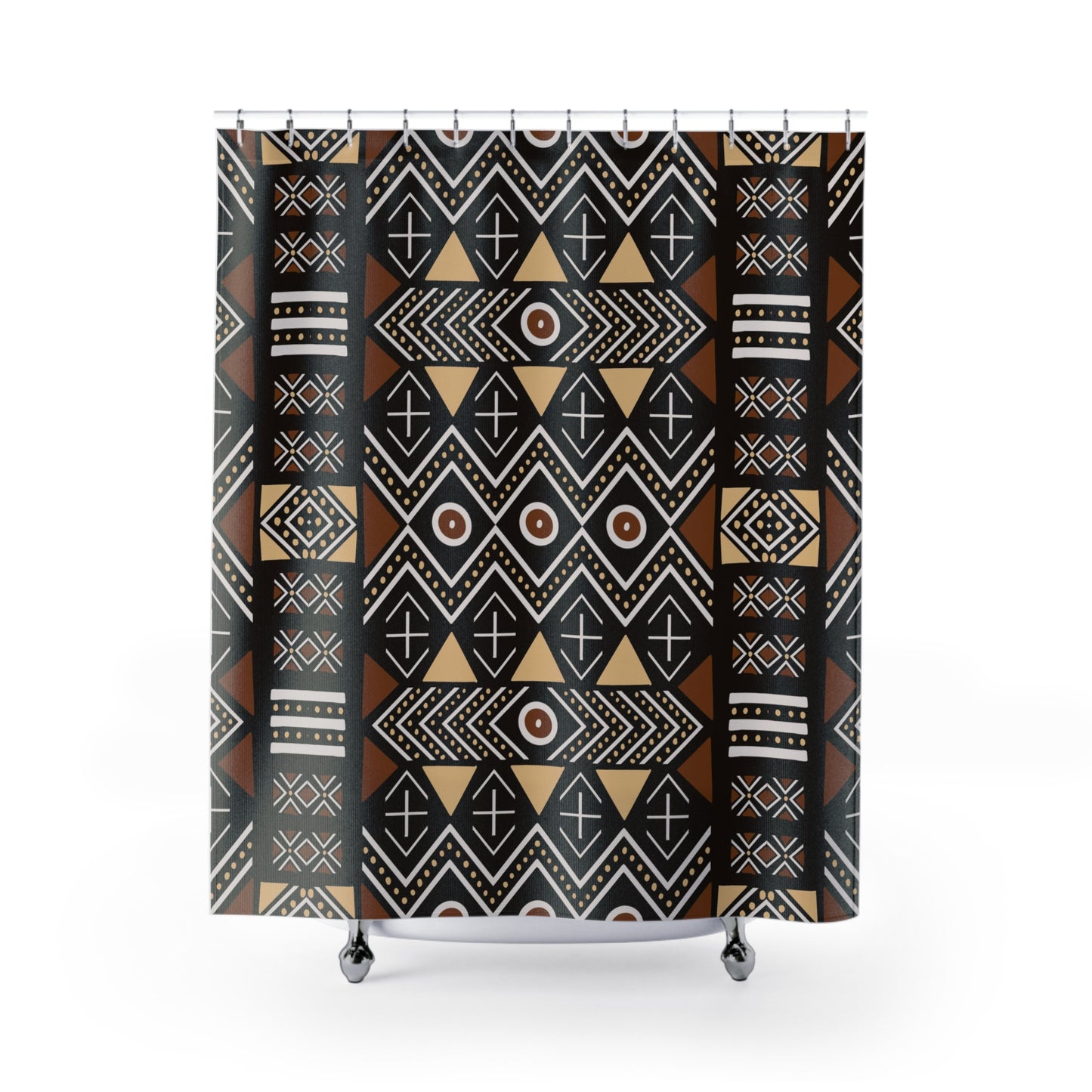 AFRICAN PRINT PATTERN Shower Curtain, Mudcloth Bathroom decor, Afrocentric bathroom, Melanin Art, tribal ethnic pattern