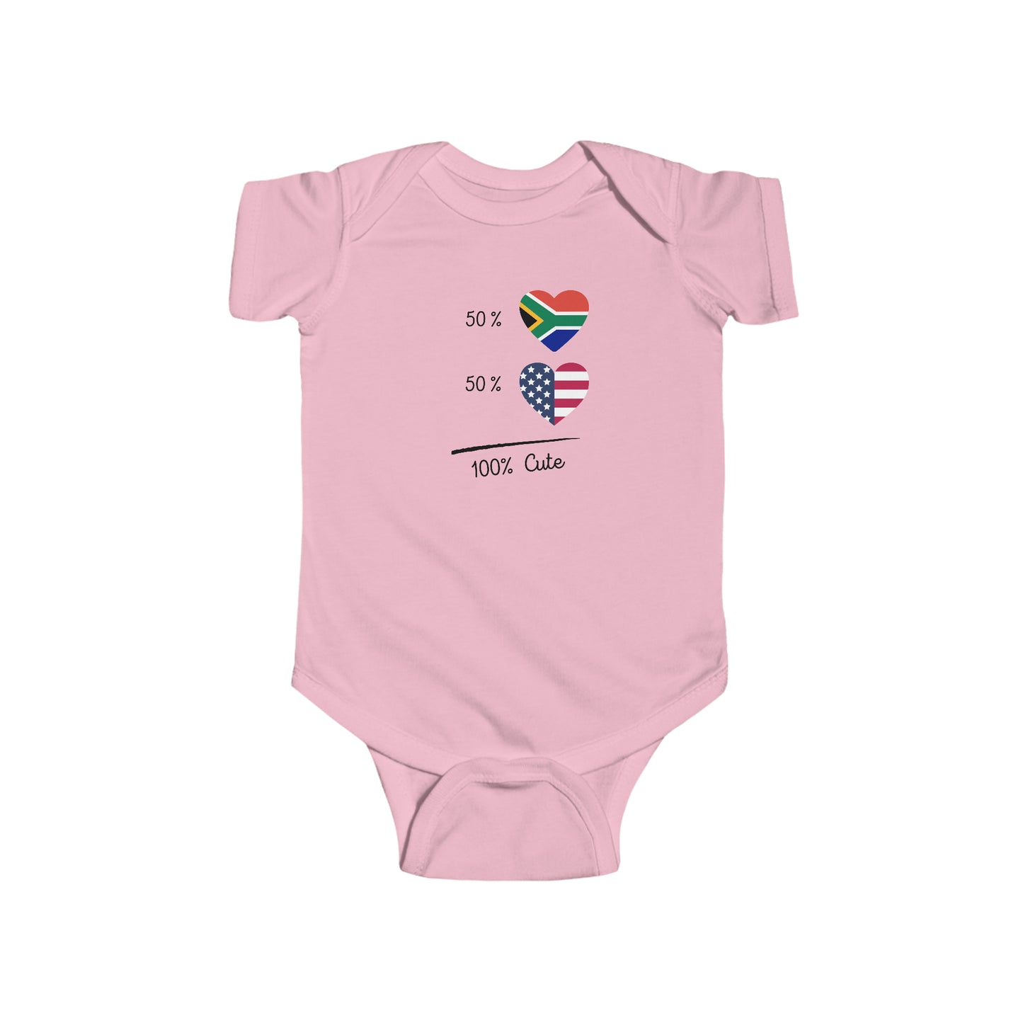 South African Baby short sleeve one-piece bodysuit, 1/2 American 1/2 South African shirt, half American half South African infant baby grow