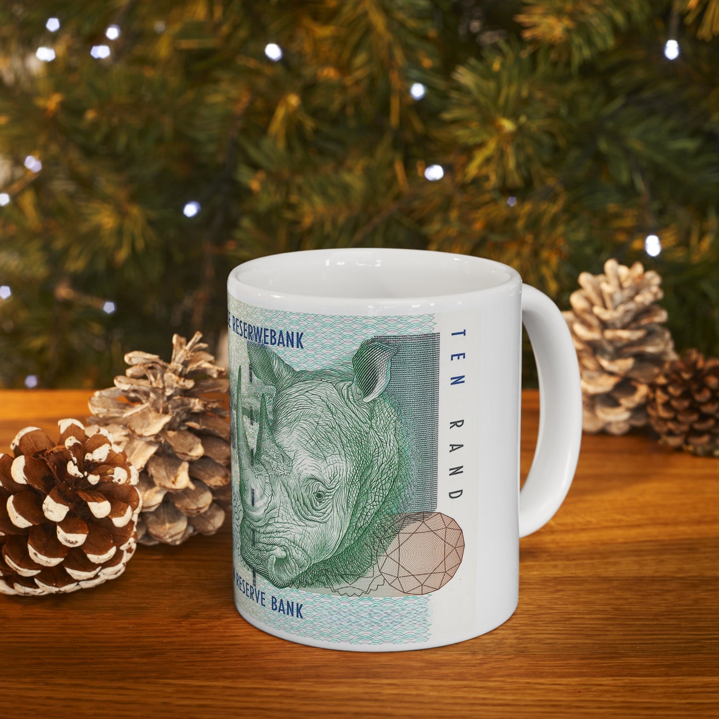 SOUTH AFRICA MONEY Mug, South Africa gift, south african Rhino mug, gift for south african, south africa house warming gift, Rhinoceros mug