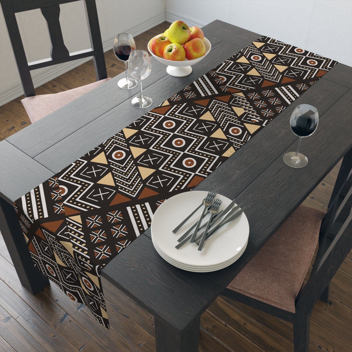 AFRICAN PRINT PATTERN Table Runner, Mudcloth decor, Afrocentric dining room, Ankara Inspired, Melanin Art, tribal ethnic pattern, Ethnic Tribal Print