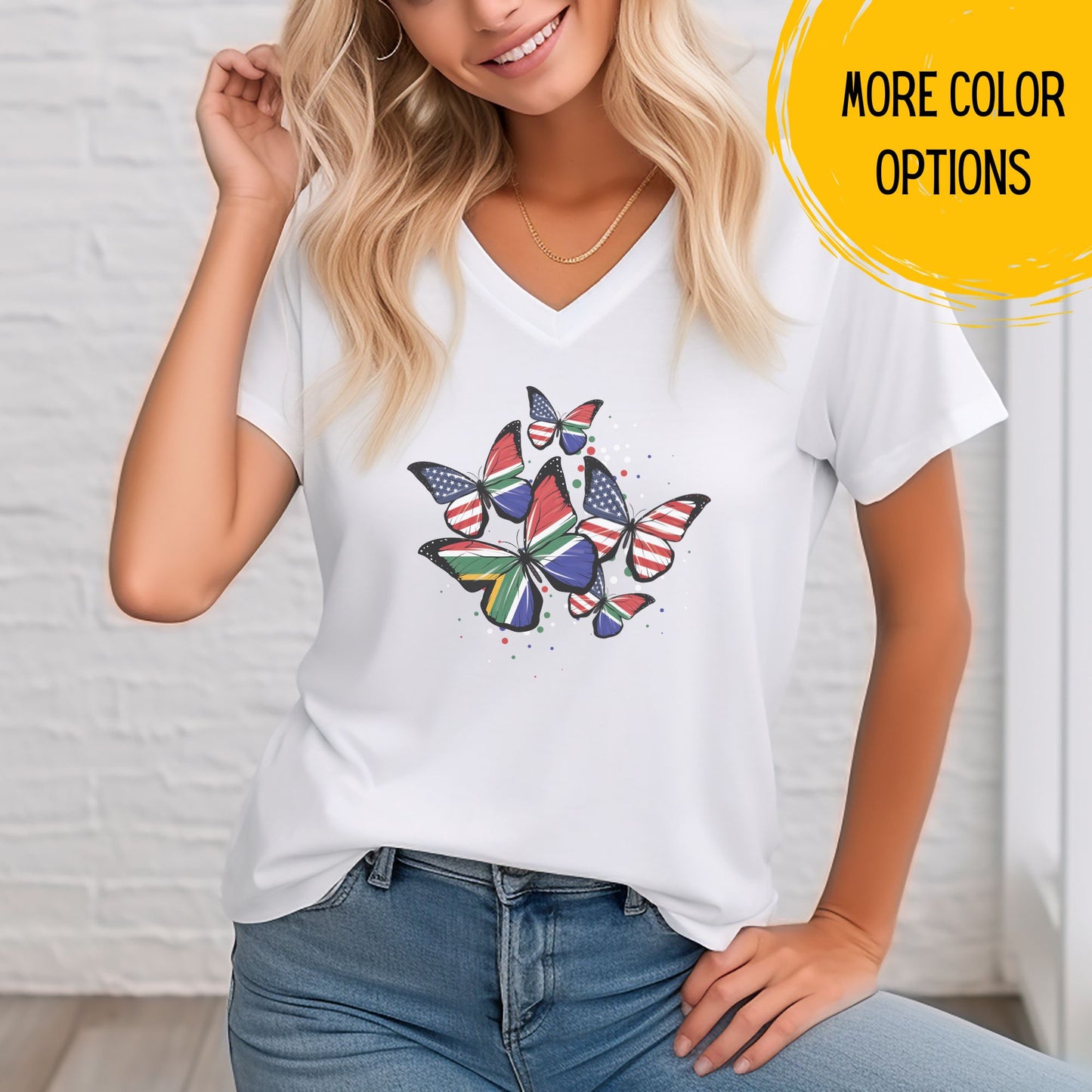 SOUTH AFRICA FLAG V-Neck Shirt, South Africa tshirt,  South african flag Bella & Canvas tee