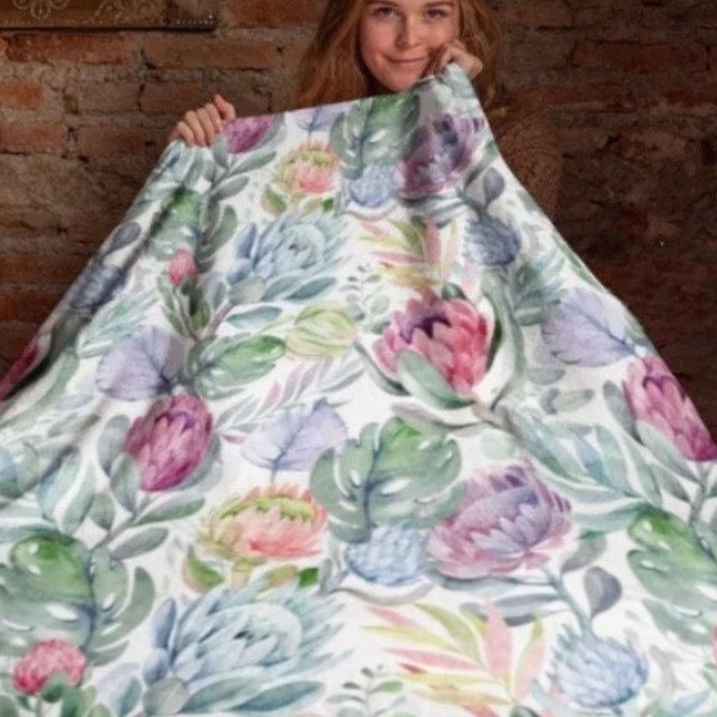 FLORAL PROTEA PLUSH Velveteen Blanket gift for her