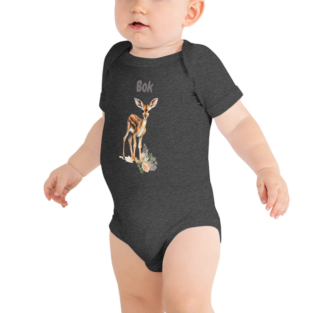 AFRIKAANS BABY Bok one-piece bodysuit, buck babygrow, South Africa baby, Afrikaans new mom gift, Afrikaans baby shower, SAFFA deer baby