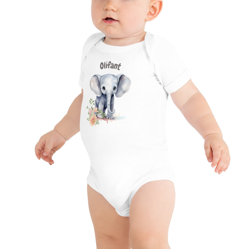 AFRIKAANS BABY Olifant one-piece bodysuit, Elephant babygrow, South Africa baby, Afrikaans new mom gift, Afrikaans baby shower, SAFFA baby