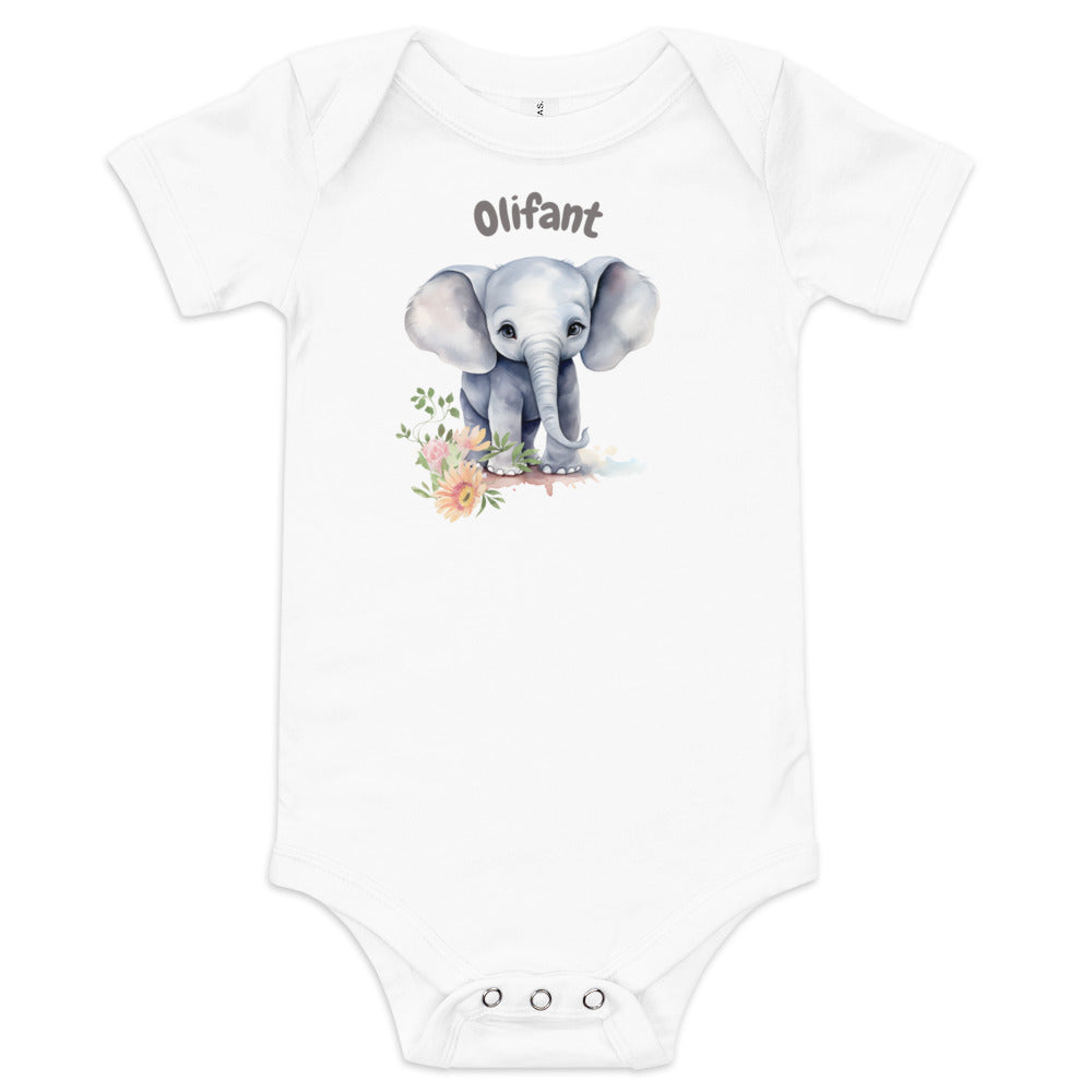 AFRIKAANS BABY Olifant one-piece bodysuit, Elephant babygrow, South Africa baby, Afrikaans new mom gift, Afrikaans baby shower, SAFFA baby