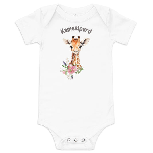 AFRIKAANS BABY Kameelperd one-piece bodysuit, Giraffe babygrow, South Africa baby, Afrikaans new mom gift, Afrikaans baby shower, SAFFA baby