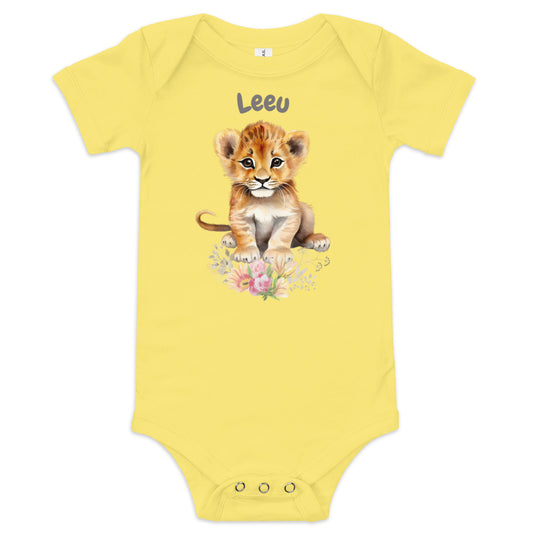 AFRIKAANS BABY Leeu one-piece bodysuit, lion babygrow, South Africa baby, Afrikaans new mom gift, Afrikaans baby shower, SAFFA baby outfit