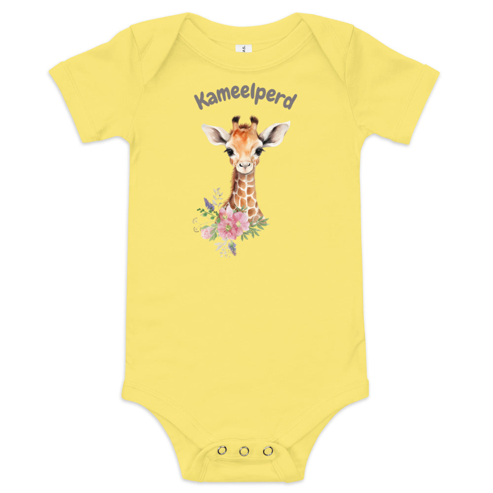 AFRIKAANS BABY Kameelperd one-piece bodysuit, Giraffe babygrow, South Africa baby, Afrikaans new mom gift, Afrikaans baby shower, SAFFA baby